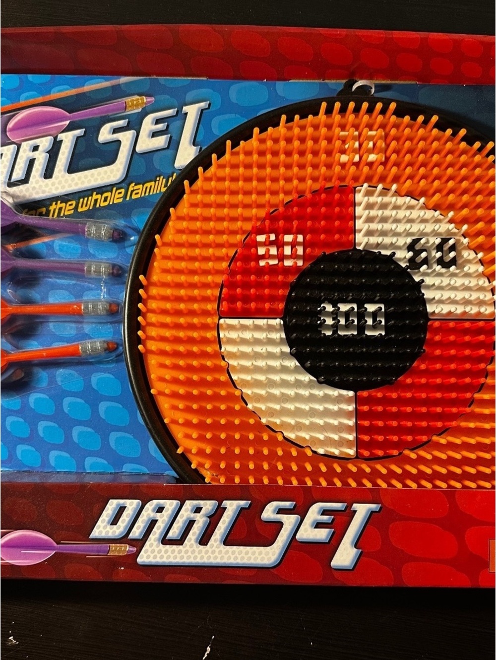 Family Fun Dart Set with Plastic Dartboard and 4 Darts